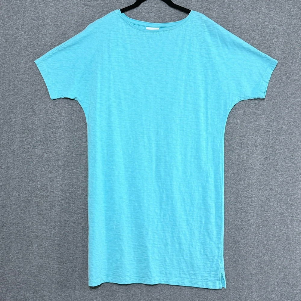 J. Jill Women Mini T-Shirt Dress SzM Slub Cotton Boat Neck Dolman Sleeve Coastal